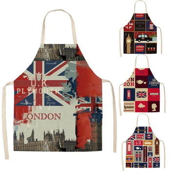 

1 Pcs Kitchen Apron Vintage Cartoon Transport Women Sleeveless Aprons for Men Women Home Cleaning Tools