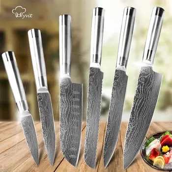 

Knife Set Chef Santoku Japanese Knife 7CR17 440C High Carbon Stainless Steel Professional Utility Bread Slicing Knives