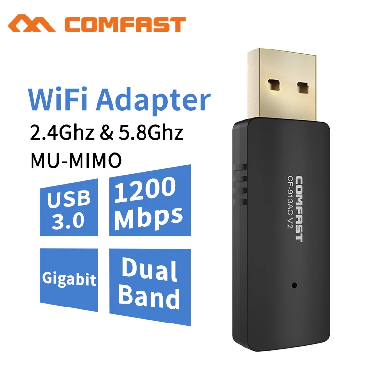 COMFAST CF 913AC 2 4G/5 8 GHz двухдиапазонный 802 11 ac 1200Mbps USB 3 0 Wi Fi Mu Mimo беспроводной адаптер AP