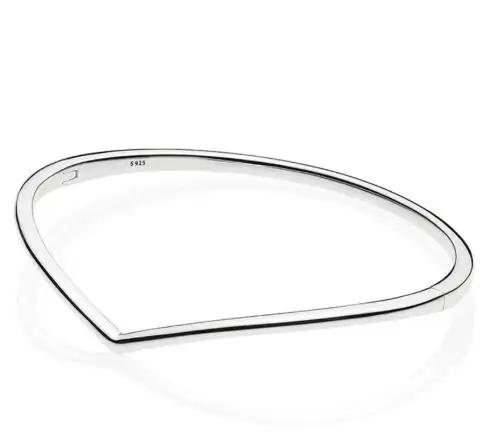 Браслет из стерлингового серебра 925 пробы Гладкий блестящий браслет Wish Fit женские бусины шармы «сделай сам» модные ювелирные изделия