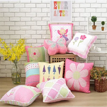

50x50cm 100% Cotton Quilt Grils Princess Bedroom Sofa Pillowcase Flower Pattern Thicken Cushion Cover