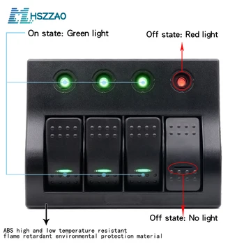 

12-24V Car Universal Panel Switch 4 Position 4 Control Two Color Indicator Switch Combination Panel For Ship Yacht RV Bus Etc