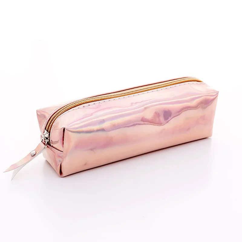 Rose Gold Ellen Brook 1 шт. мягкие ПУ лазерные карандаши сумки Kawaii Девушка карандаши Чехол Прочный большая вместительность школьные принадлежности канцелярские товары - Цвет: Rose Gold