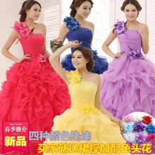 Красочные органзы линия Бисероплетение Ruched одно плечо бальные платья Красивые вечерние Vestidos