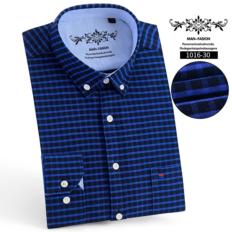 Мужская модная повседневная однотонная клетчатая рубашка с длинным рукавом, тонкая мужская деловая рубашка, Мужская мягкая и комфортная одежда - Цвет: 1016-30