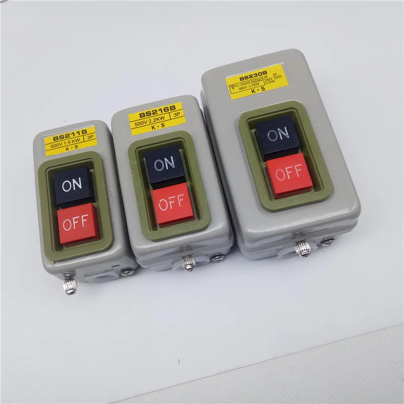 

Power Control Button Switch Three-phase Motor Start Button and Press Switch BS211B/216B/230B 1.5/2.2/3.7KW