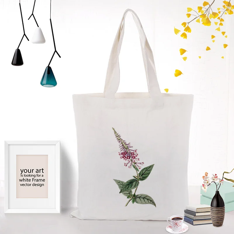 FLOWERS314 Сумка-тоут, Цветочная сумка, индивидуальная печать логотипа, ежедневное использование канва для DIY хозяйственная сумка, эко многоразовая утилизация текста, логотип на заказ - Цвет: FLOWERS314