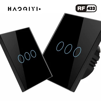 

HAOQIYI AC100 -220V EU 37/5000 RF433 Light switch for controlling 3 touch buttons AC100 -220V EU