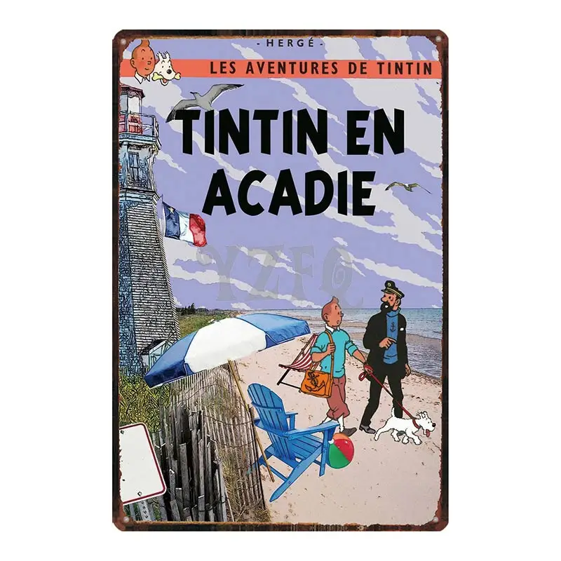 DU-4198 Tintin мультфильм металлический знак железная живопись Настенная Доска Металл Винтаж паб детская комната коробки и шкатулки декоративные ручной работы Ретро плакат 30X20 см DU-4189A - Цвет: DU-4198