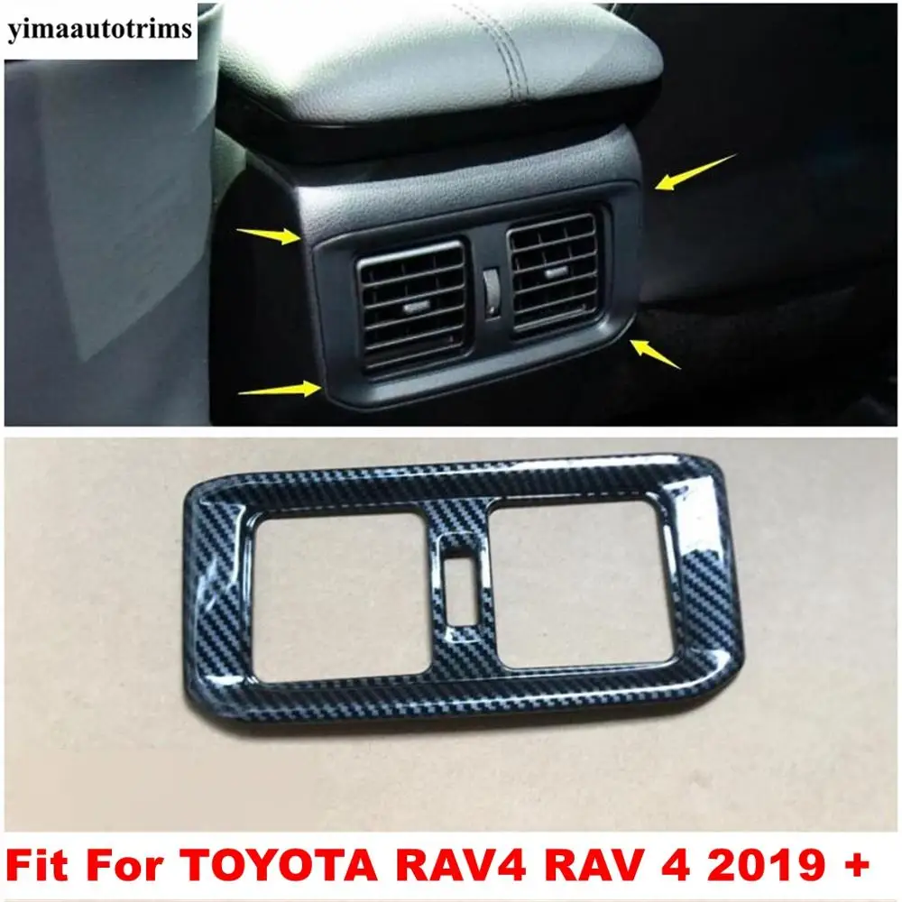 

Rear Armrest Box Air Conditioning AC Vent Outlet Decoration Cover Trim Fit For TOYOTA RAV4 RAV 4 XA50 2019 2020 ABS Carbon Fiber