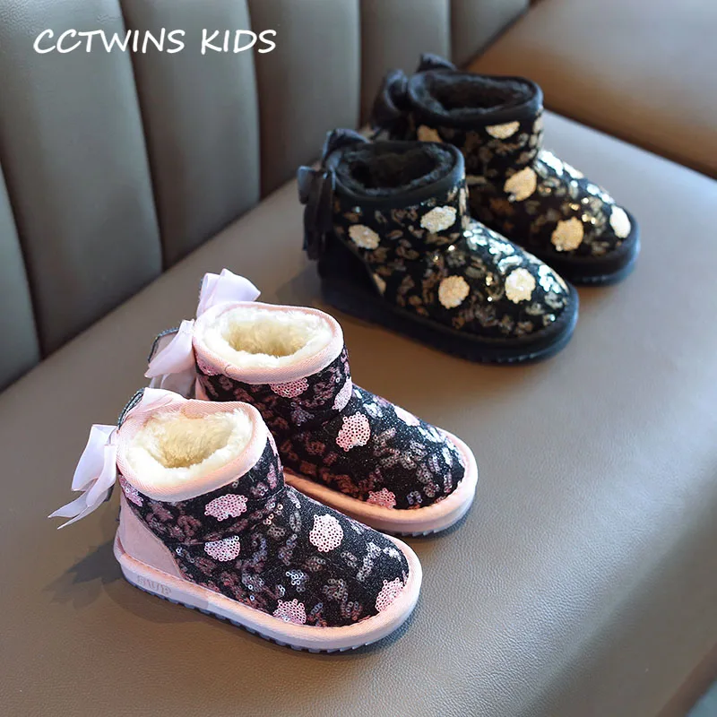 CCTWINS/детская обувь; коллекция года; зимняя теплая обувь с бабочками для маленьких девочек; Детские модные зимние ботинки; ботинки с блестками для малышей; SNB103