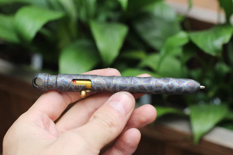 Fire pattern color EDC из титанового сплава, тактическая ручка для самозащиты и выживания, карандаш с написанием, многофункциональная тактическая ручка EDC - Цвет: Fire pattern color