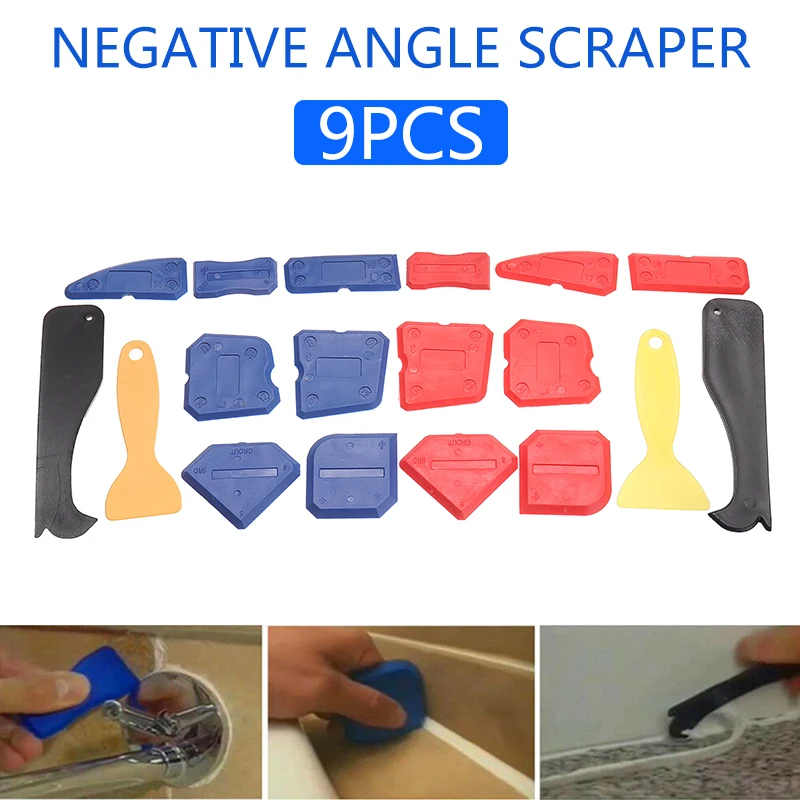 Finish Grout Glue Spreader Kit Plastic Caulking Tool Spatula Scraper Sealant 