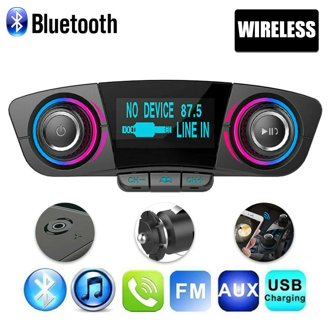 Car Aux bluetooth Handsfree Kit fm transmitter LCD MP3 Player Dual USB Charger 2.1A TF card U Disk Hands Free Car Kit