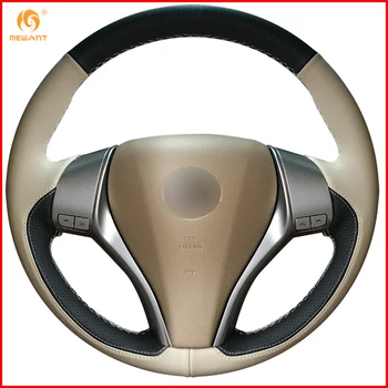 

MEWANT Black Beige Leather Car Steering Wheel Cover for Nissan Teana Altima 2013-2016 X-Trail QASHQAI Rogue Sentra Tiida Parts