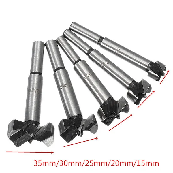 Drillpro 5Pcs 15-35mm Forstner Drill Bits Set Hinge Hole Cutters Wood Working Hole Saw Cutters