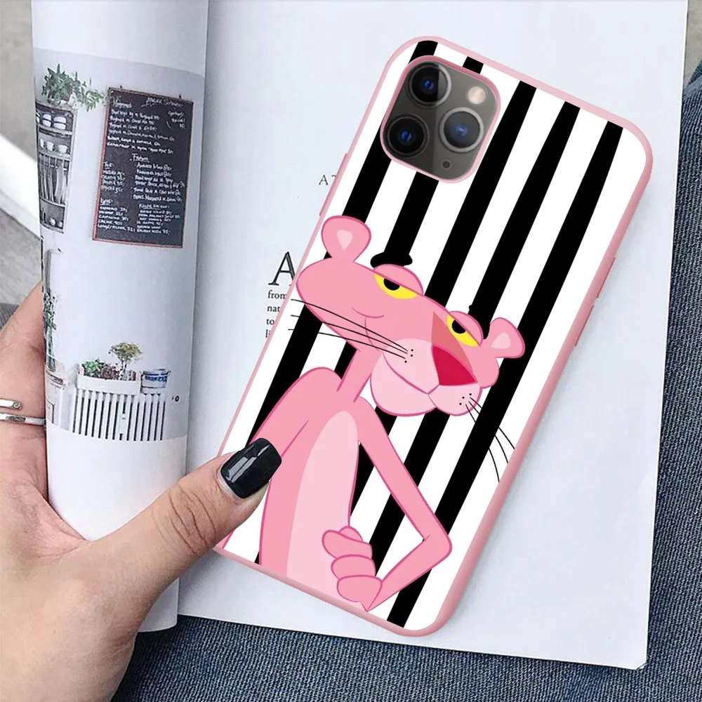 Модный розовый матовый Мягкий силиконовый чехол для телефона iPhone 11 Pro MAX 6 6S 7 8 SE 5s MAX XR XS X Plus Kawai Розовая пантера