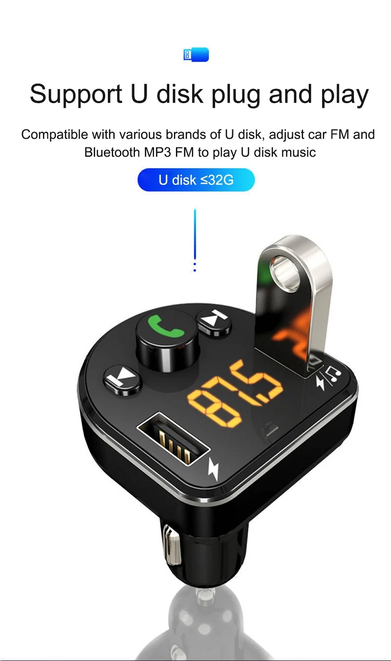USB Автомобильное зарядное устройство Bluetooth Автомобильный mp3 плеер 4.8A беспроводной FM светодиодный цифровой Громкая связь Bluetooth передатчик для iPhone samsung Xiaomi