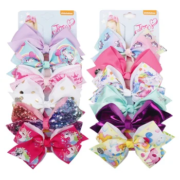

6color/card Clip Colorful Solid Print Bows With Alligator Clips For Kids Girls Hair Accessories Hairpins