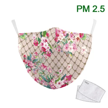 

Fabric Face Mask Face PM2.5 Protective Dust Filter Adjustable Reusable Mouth-muffle 3D Fashional Masks Print Flower for Adult