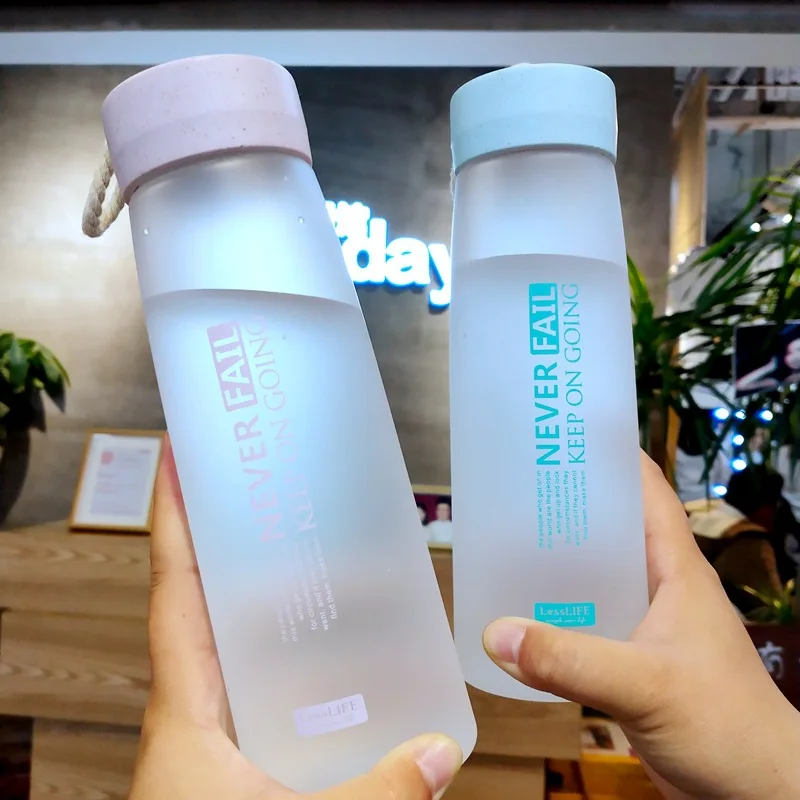 

Portable Student Space Cup Creative Plastic Cup Sports Cup Frosted Rope Cup Environmentally Friendly Material
