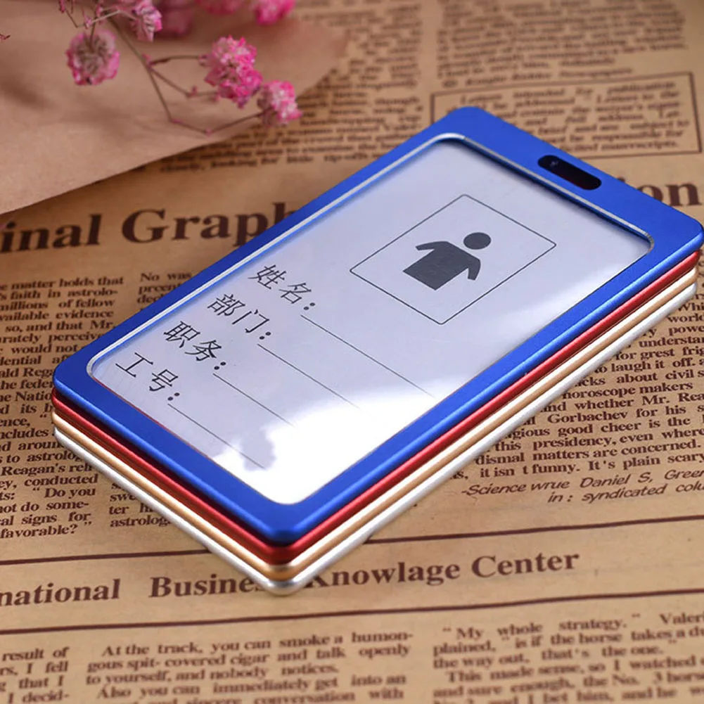 1Pcs Work Card Holders With Rope Aluminium Alloy Card Holder Employee Name ID Card Cover Metal Work Certificate Identity Badge