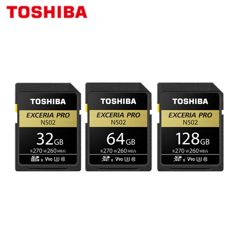 

Original TOSHIBA SD Card Exceria Pro SDHC 32GB SDXC 64GB 128GB V90 UHS-III C10 Flash Memory Card N502 Max 270MB/s Free Shipping