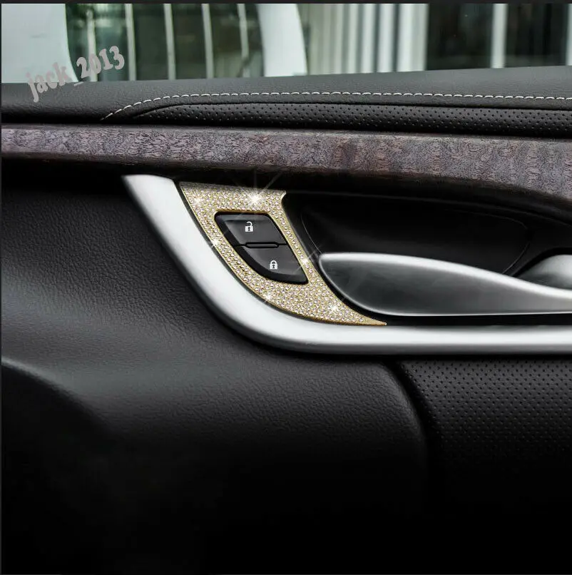 Car modification Car accessories Silver Diamond Inner door handle decorative frame Trim For Cadillac ATS