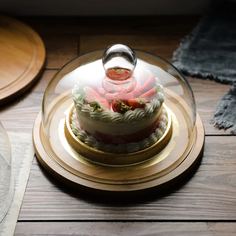 Nordic bamboo Деревянный поднос для торта бытовой С Пылезащитным стеклянная крышка десерт для хранения поднос хлеба десертдисплец фруктовые холодные закуски