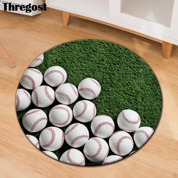 

Thregost 3D Printed Round Floor Rugs Ball Pattern Home Living Room Bedroom Anti-Slip Mats Microfiber Washable Carpets