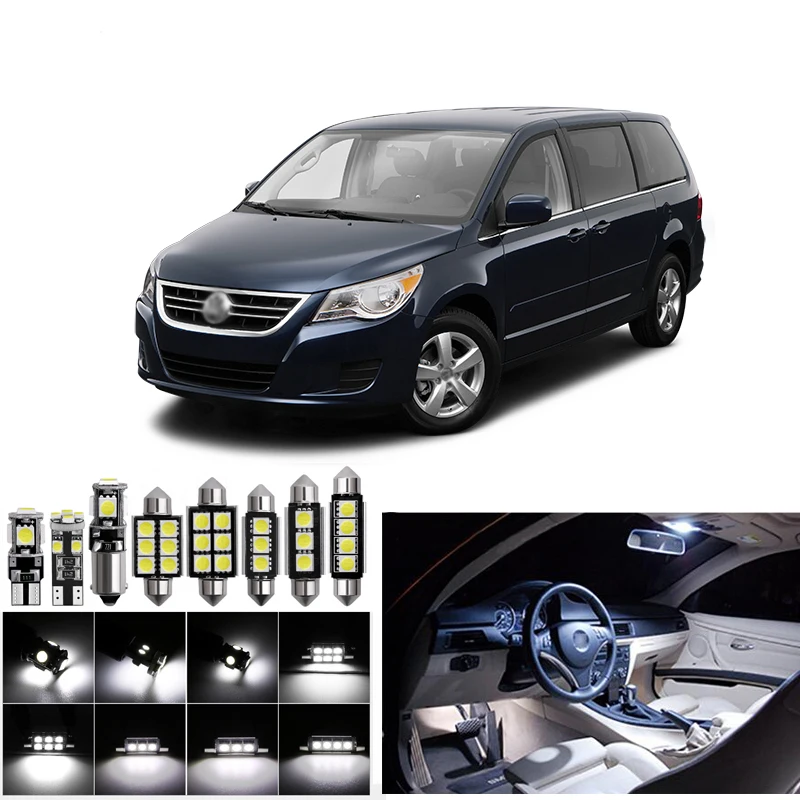 

18PCS Canbus White LED Lamp Car Bulbs Interior Package Kit For Volkswagen Routan2009 2010 2011-2014 Map Light Footwell Light t10