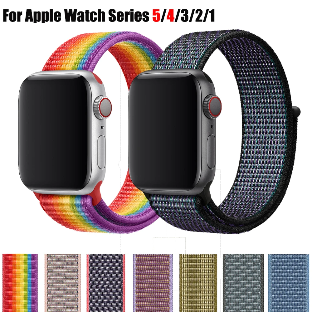 

Breathable Nylon Sport Loop for Apple Watch Series 5 4 3 2 1 Band Hook-and-Loop Fastener Watchband Strap for iWatch 44MM 40MM
