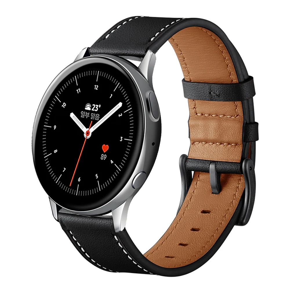 Кожаный ремешок для часов samsung Galaxy Watch Active 2 44 мм 40 мм ремешок для часов 20 мм Верхний слой из натуральной кожи круглый хвост сменный ремешок для часов - Цвет: A6