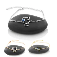 Новые модные ювелирные изделия серебряный золотой цвет Кот браслет для женщин звено цепи милые животные подарки для любимых Pulseras Mujer аксессуары