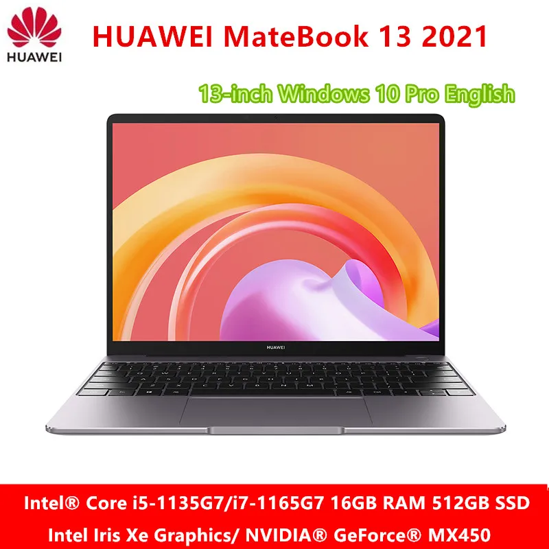 Ноутбук HUAWEI MateBook 13 2021 дюйма 4 9 ГГц процессор Iris Xe или MX450 графика 16 ГБ ОЗУ 512 2K Touch