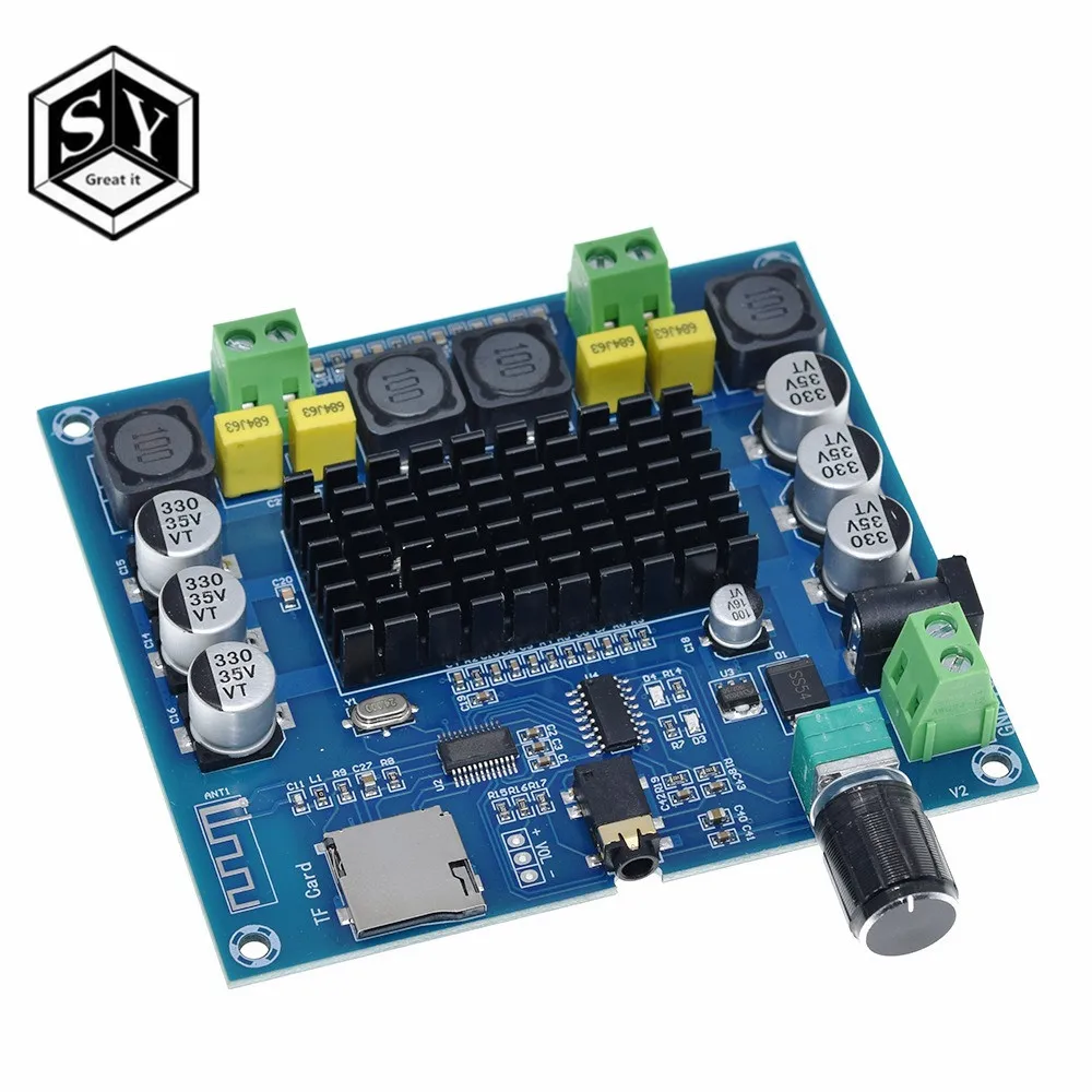 

XH-A104 Bluetooth 4.1 TDA7498 digital Power amplifier board 2x50W Stereo AMP Module Support TF Card AUX