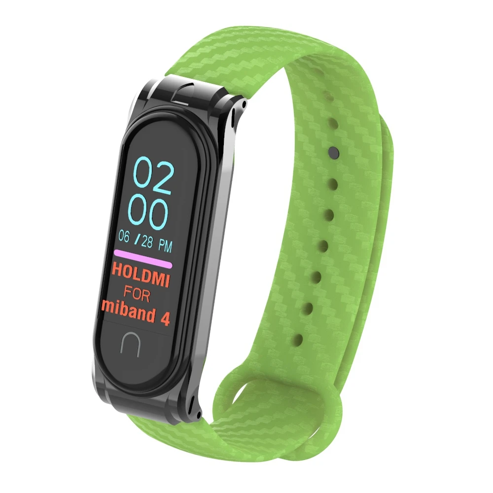 grass Green Для Mi Band 4 3 спортивный мягкий силиконовый браслет на запястье из углеродного волокна Miband 4 Mi band 4 браслет для Xiaomi Mi Band 4 Металлический Чехол - Цвет: grass Green