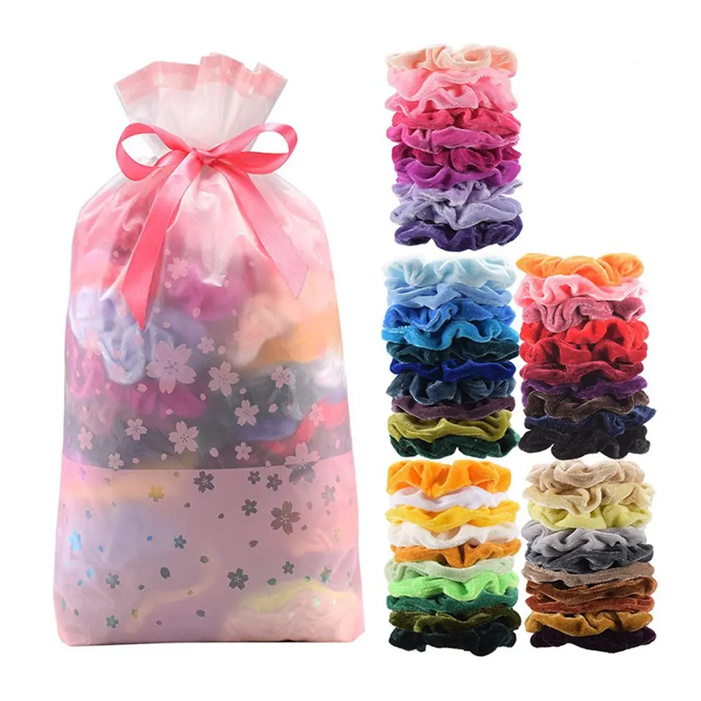Colorful Velvet Hair Scrunchies Set Elastic Hair Bobbles Hair Accessories Ropes for Women Solid Color Hair 5