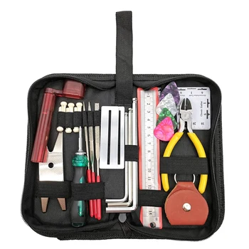 

Guitar Repairing Tool Kit(26Pcs) Wire Plier,String Organizer,Fingerboard Protector,Hex Wrenches, Files, String Ruler Action Rule