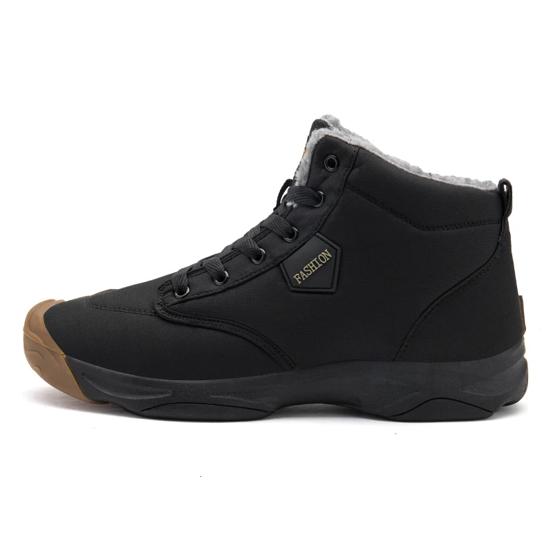 WETRICS Men Snow Boots High Top Plush Women Ankle Boots Waterproof Outdoor Sneakers Warm Cotton Shoes Lace Up Non-Slip Trainers - Цвет: black shoes 36-46