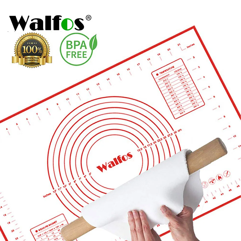 Walfos Silicone Kneading Pad Nonstick Surface Rolling Dough Mat With