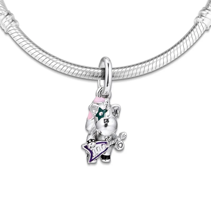 Punk-Band-Unicorn-Silver-Charms-for-Bracelets-Women-DIY-925-Sterling-Silver-Rock-Star-Purple-Guitar (4)