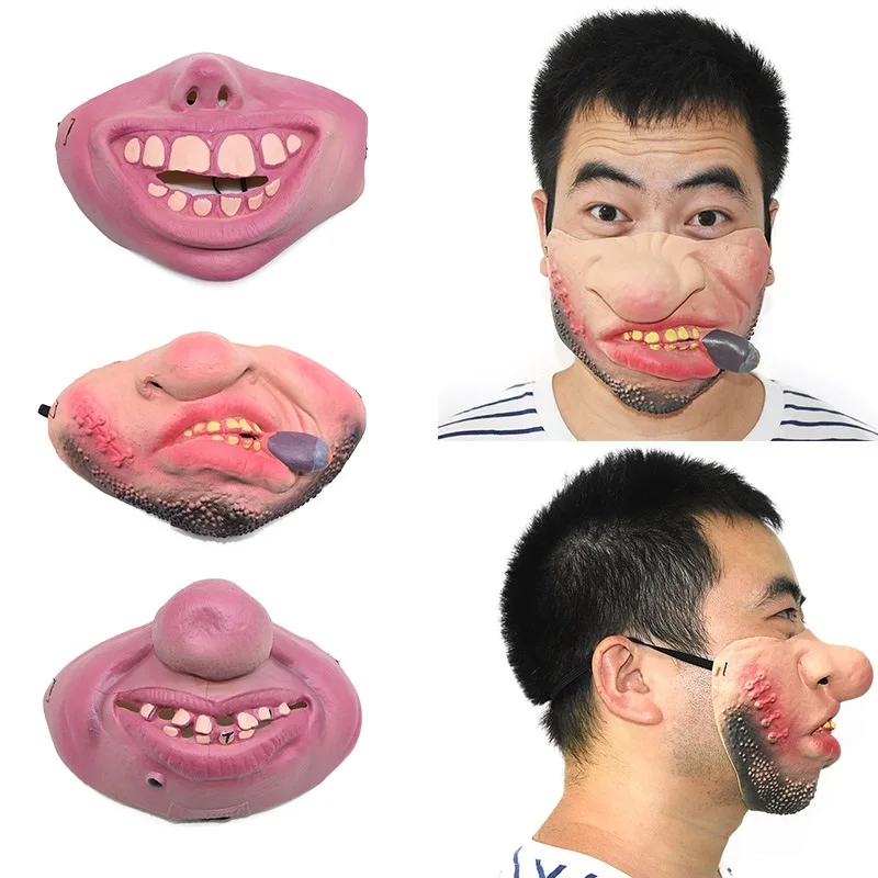 1pc Funny Latex Clown Mask Adult Masquerade Party Cosplay Half Face Masks Horrible Scary Halloween Party Decoration Photo Props