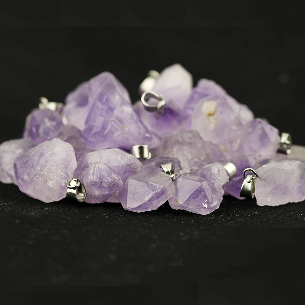 Natural Crystal  Amethyst Pendant 10-18mm Irregular Pendants Charms For Diy Earrings Necklace Jewelry Making