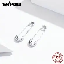 WOSTU реальные 925 пробы Серебряная булавка из нержавеющей стали, серьги-кольца для Для женщин модные минималистичные сапоги Стиль панк серьги ювелирные изделия FIE695-A