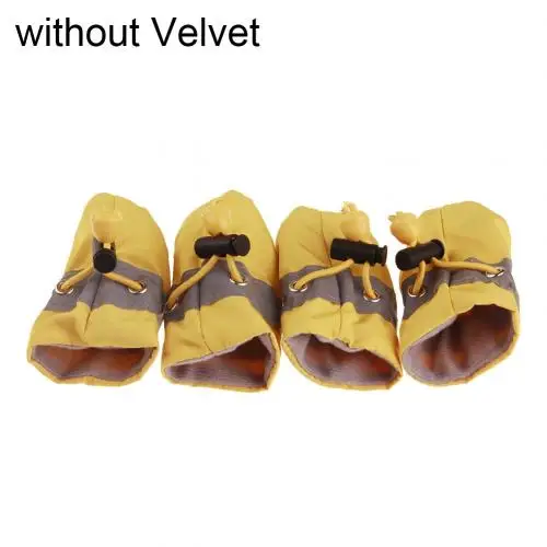 Yellow withoutVelvet Нескользящая Мягкая Водонепроницаемая Обувь для собак и щенков; носки для дождливой погоды - Цвет: Yellow withoutVelvet