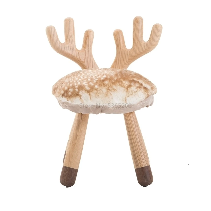 

Na Jie Fawn Stool Animal Chair Northern Europe Solid Wood Children Small Bench Round Stool Baby Chair Household Kindergarten