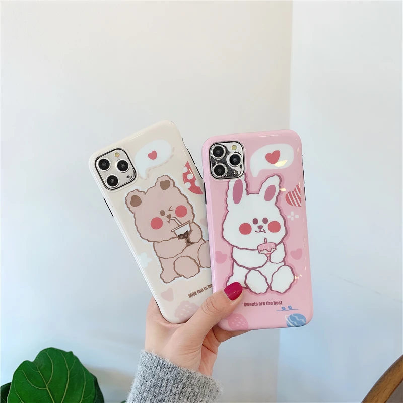 Чехол для телефона с изображением розового кролика Iphone 11promax X Xs Max глянцевый чехол