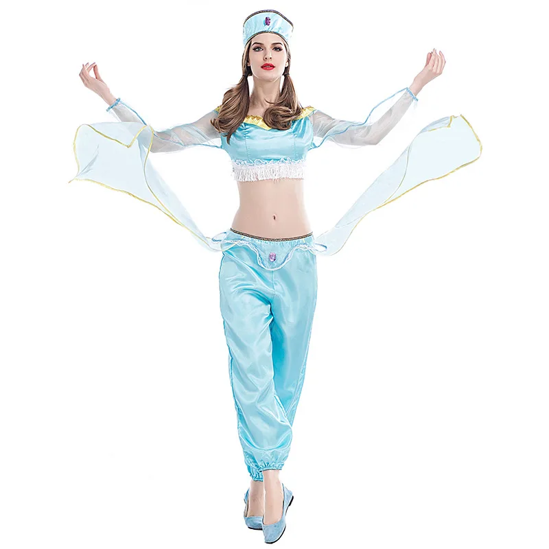 

Sexy Anime Aladdin and The Magic Lamp Genie Princess Jasmine Cosplay Costume Halloween Carnival Party Belly Dance Fancy Dress