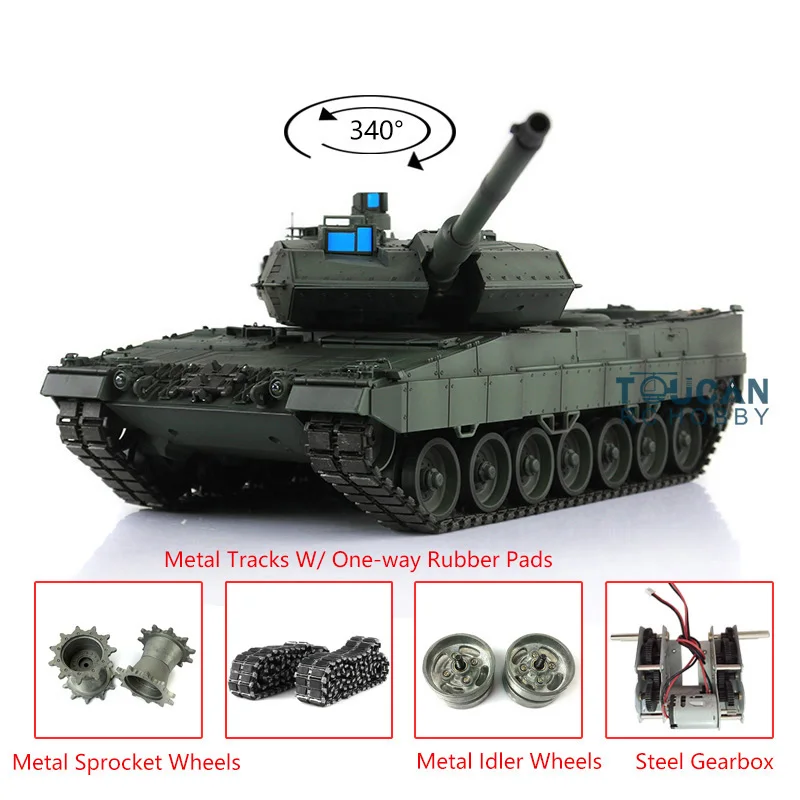 Henglong 1/16 зеленый TK 6 0 S инфракрасный боевой Модернизированный Leopard2A6 RC Танк 3889